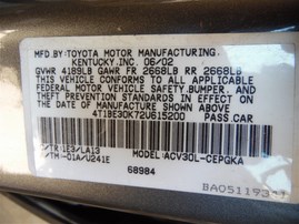 2002 Toyota Camry LE Gray 2.4L AT #Z24701